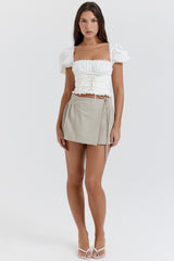 Tatum Stone Pleated Wrap Mini Skirt