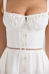 Chiarina White Cotton Button Front Midi Dress