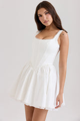 Letitia White Stretch Cotton Mini Dress