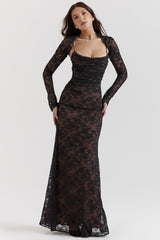Artemis Black Lace Maxi Dress