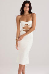 Amalia Ivory Satin Cutout Corset Dress