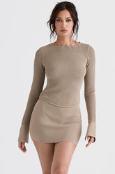 Mariella Taupe Knit Mini Skirt - SALE