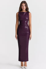Sahara Merlot Vegan Leather Maxi Dress