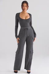 Tea Charcoal Knitted Utility Trousers - SALE