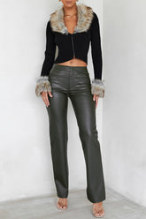 Mistress Rocks Olive Vegan Leather Trousers - SALE