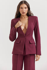 Theodora Wine Deep V Blazer