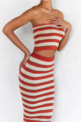 Mistress Rocks Striped Knit Midi Skirt - SALE