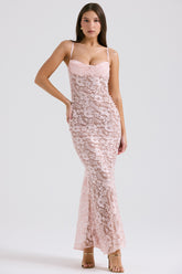 Azzurra Rose Pink Lace Godet Gown