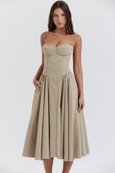Samaria Taupe Corset Sundress