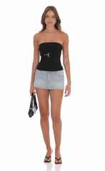 Strapless Buckle Top in Black