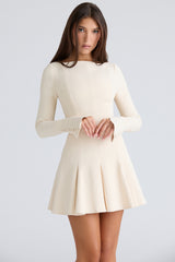 Francesca Vintage Cream Stretch Crepe Godet Mini Dress