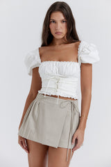 Tatum Stone Pleated Wrap Mini Skirt