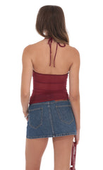 Mesh Halter Top in Wine