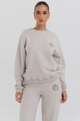 Haze Cloud Cotton Fleece-Back Crew Neck Sweatshirt