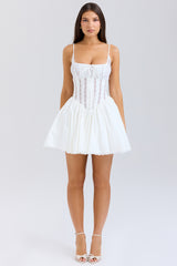 Rosaria White Cotton Corset Mini Dress
