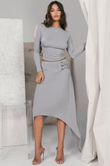 Mistress Rocks Steel Belted Midi Skirt - SALE