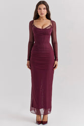 Katarina Wine Maxi Dress