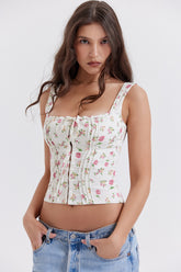 Chicca Rose Print Floral Top