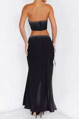 Mistress Rocks Black Crystallised Midi Skirt - SALE