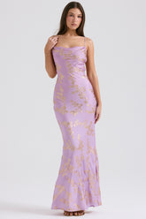 Capriana Orchid Jacquard Satin Gown