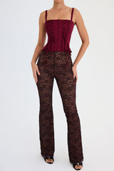 Mistress Rocks Espresso Stretch Lace Trousers - SALE