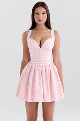 Brigitte Strawberry Shortcake Gingham Corset Mini Dress