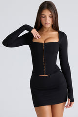The Long Sleeve Balconette Black Corset Top