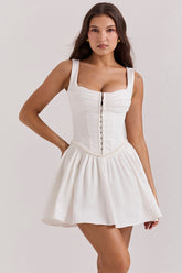 Cupid White Pleated Mini Dress