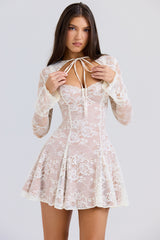 Alice Vintage Cream Lace Mini Dress