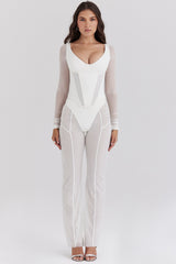 Avalon White Mesh High Waist Trousers