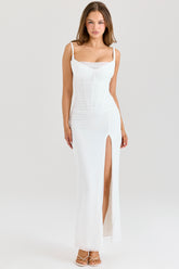 Lini White Mesh Maxi Dress