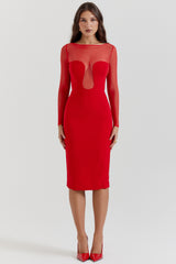 Darcy Scarlet Plunge Midi Dress