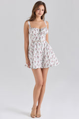 Calia Cream Rose Print Stretch Cotton Mini Dress