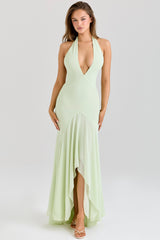 Tamara Pistachio Georgette Draped Midi Dress