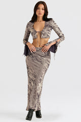 Giulia Pewter Shimmer Velvet Satin Top