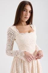 Fae Cream Lace Long Sleeve Mini Dress