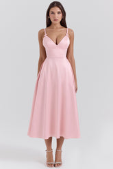 Tiffany Parisian Pink Satin A-Line Midi Dress