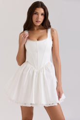 Letitia White Stretch Cotton Mini Dress