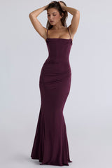 Milena Dark Cherry Corset Maxi Dress