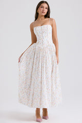 Ysabella White Posy Print Cotton Maxi Sundress