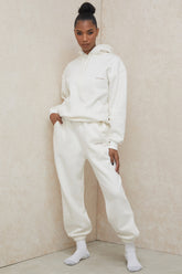 Sky Off White Fleece Back Jogging Trousers