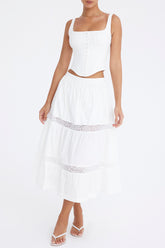 Mistress Rocks White Panelled Midi Skirt - SALE