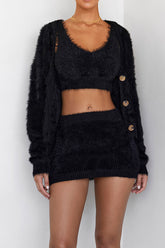 Mistress Rocks Black Fluffy Soft Knit Mini Skirt - SALE