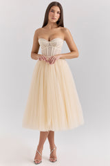 Darling Vintage Cream Tulle Midi Dress