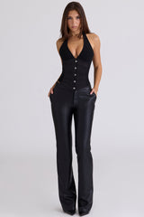 Lia Black Satin Waist Cinch Corset Top