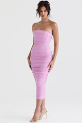 Tana Pink Strapless Corset Midi Dress