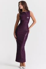 Sahara Merlot Vegan Leather Maxi Dress