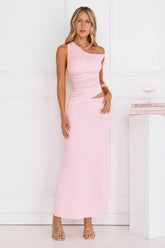 Everyday Pretty Off Shoulder Mesh Maxi Dress Pink