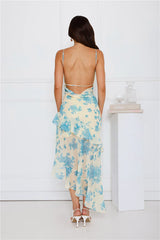 Unique Flower Midi Dress Yellow