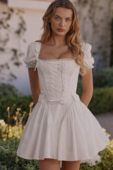 Lili White Cotton Detachable Corset Mini Dress